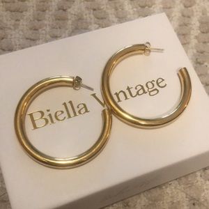 BIELLA VINTAGE OVERSIZED GOLD TUBE HOOPS